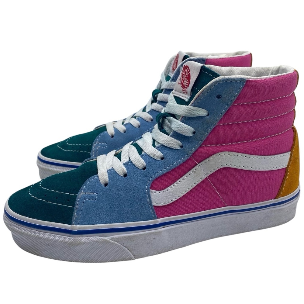 Vans Womens Shoes Sk8 Hi Sneakers Size 6.5 Multi Color Canvas High Leather